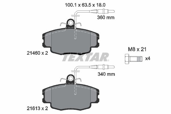 TEXTAR Комплект тормозных колодок, дисковый тормоз 2146002