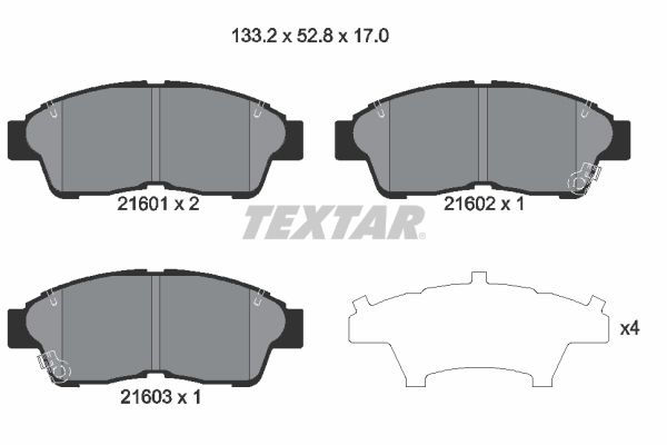 TEXTAR Комплект тормозных колодок, дисковый тормоз 2160101