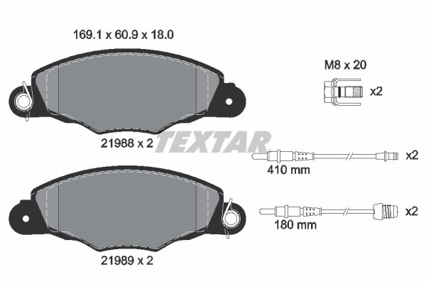 TEXTAR Комплект тормозных колодок, дисковый тормоз 2198804