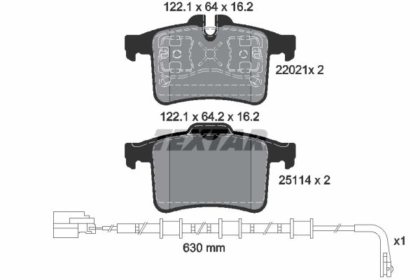 TEXTAR Комплект тормозных колодок, дисковый тормоз 2202101