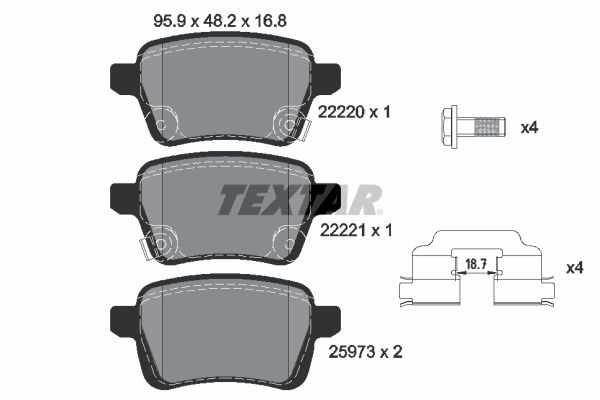 TEXTAR Bremžu uzliku kompl., Disku bremzes 2222001