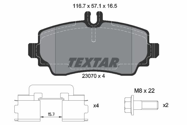 TEXTAR Bremžu uzliku kompl., Disku bremzes 2307003