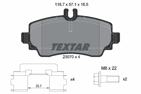 TEXTAR Комплект тормозных колодок, дисковый тормоз 2307004