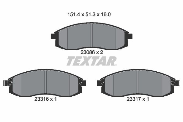 TEXTAR Комплект тормозных колодок, дисковый тормоз 2308602