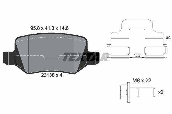 TEXTAR Комплект тормозных колодок, дисковый тормоз 2313803