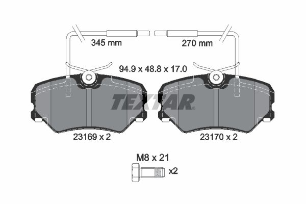 TEXTAR Комплект тормозных колодок, дисковый тормоз 2316901