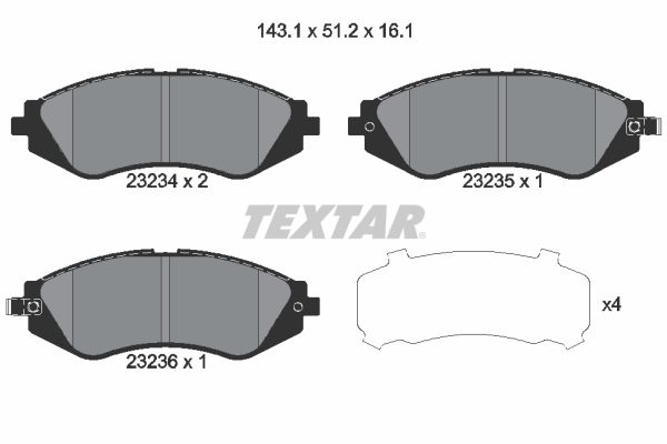 TEXTAR Bremžu uzliku kompl., Disku bremzes 2323401