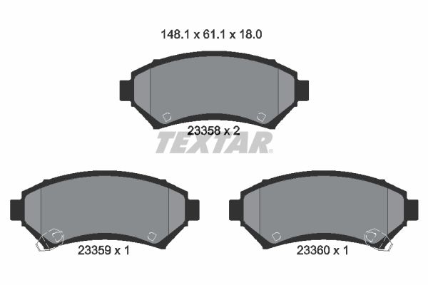 TEXTAR Комплект тормозных колодок, дисковый тормоз 2335801