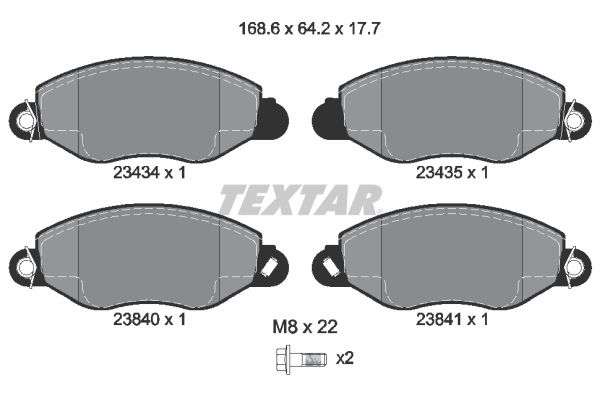 TEXTAR Комплект тормозных колодок, дисковый тормоз 2343401