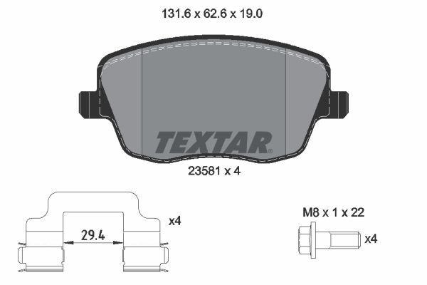 TEXTAR Комплект тормозных колодок, дисковый тормоз 2358101