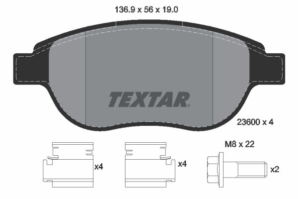 TEXTAR Bremžu uzliku kompl., Disku bremzes 2360001