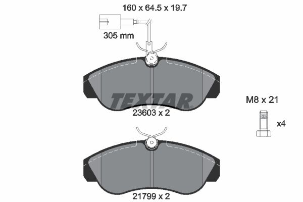 TEXTAR Комплект тормозных колодок, дисковый тормоз 2360301
