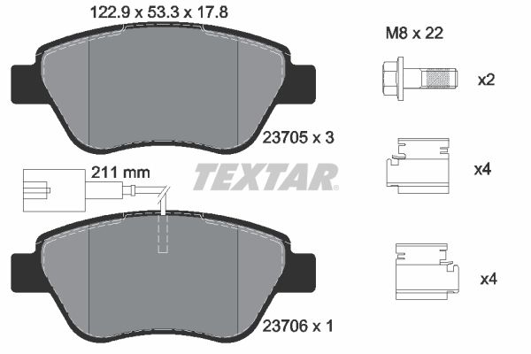 TEXTAR Комплект тормозных колодок, дисковый тормоз 2370502