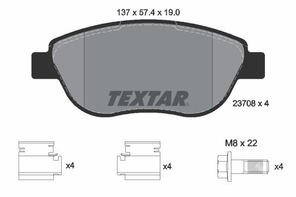TEXTAR Комплект тормозных колодок, дисковый тормоз 2370803