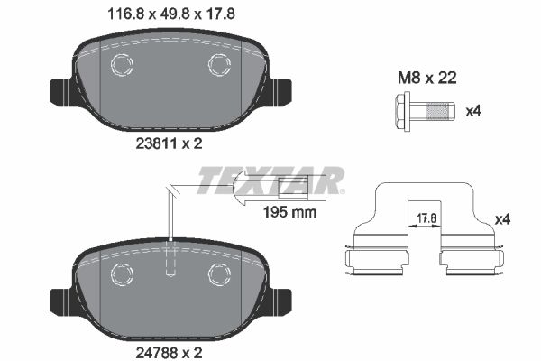 TEXTAR Комплект тормозных колодок, дисковый тормоз 2381101