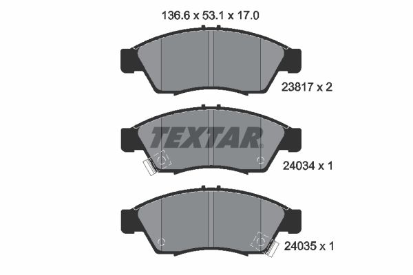 TEXTAR Комплект тормозных колодок, дисковый тормоз 2381701