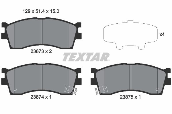 TEXTAR Комплект тормозных колодок, дисковый тормоз 2387301