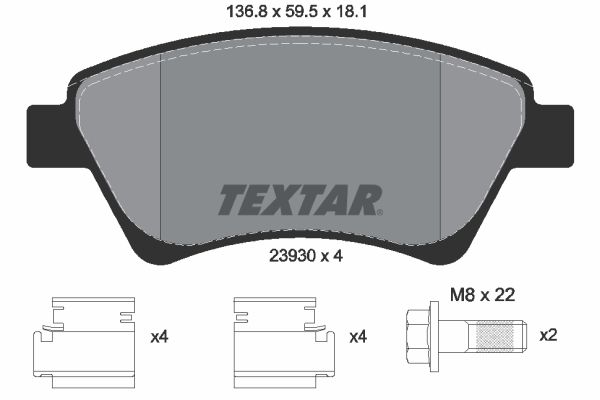 TEXTAR Комплект тормозных колодок, дисковый тормоз 2393001