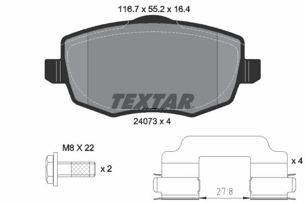 TEXTAR Комплект тормозных колодок, дисковый тормоз 2407301