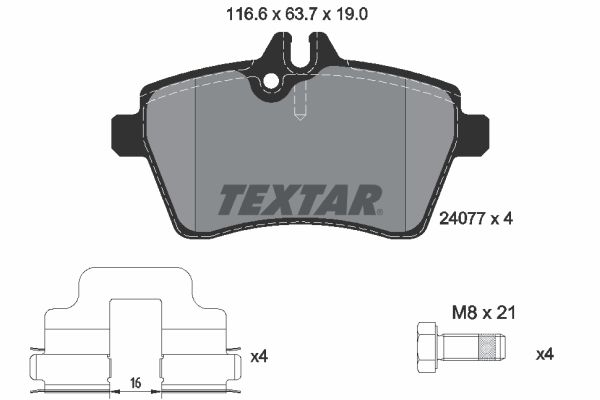 TEXTAR Комплект тормозных колодок, дисковый тормоз 2407701