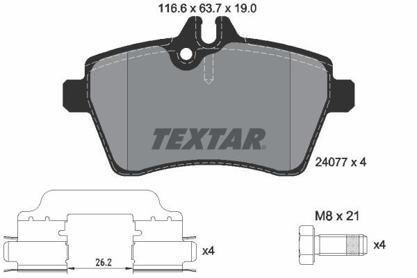 TEXTAR Комплект тормозных колодок, дисковый тормоз 2407702