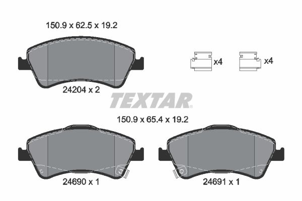 TEXTAR Комплект тормозных колодок, дисковый тормоз 2420401