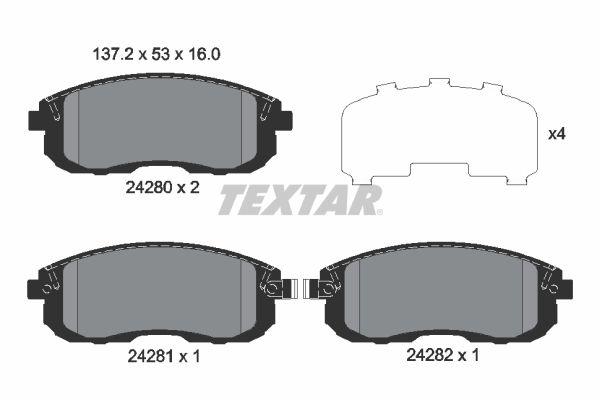 TEXTAR Комплект тормозных колодок, дисковый тормоз 2428001