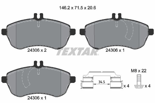 TEXTAR Bremžu uzliku kompl., Disku bremzes 2430681