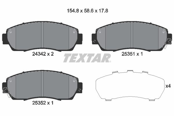 TEXTAR Комплект тормозных колодок, дисковый тормоз 2434201