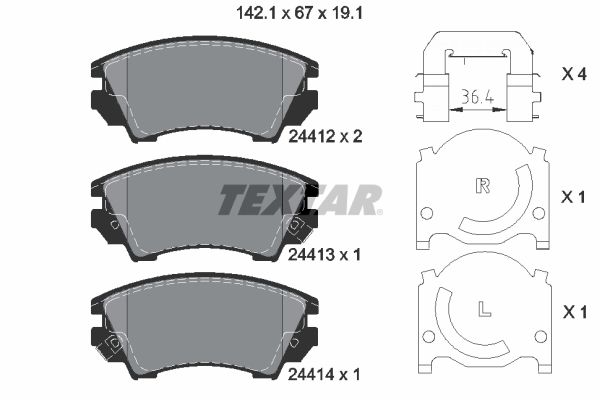 TEXTAR Комплект тормозных колодок, дисковый тормоз 2441201