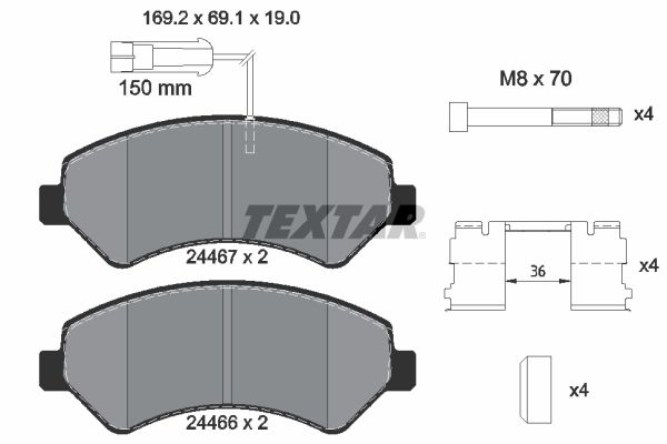 TEXTAR Комплект тормозных колодок, дисковый тормоз 2446701