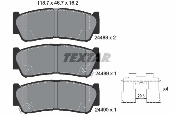 TEXTAR Комплект тормозных колодок, дисковый тормоз 2448801