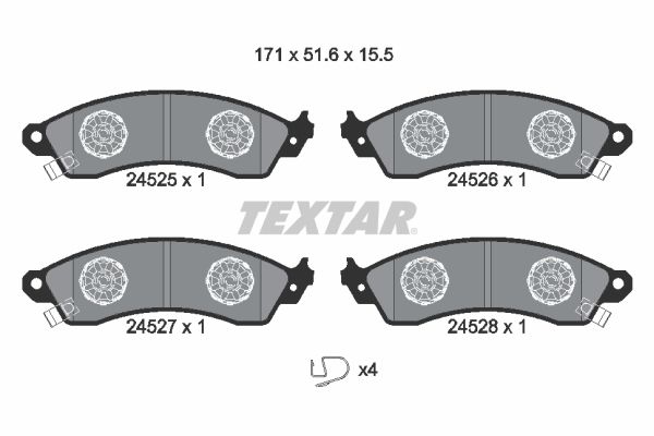 TEXTAR Комплект тормозных колодок, дисковый тормоз 2452501