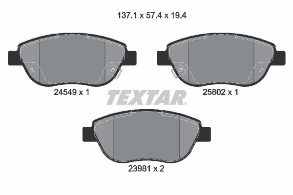TEXTAR Комплект тормозных колодок, дисковый тормоз 2454901