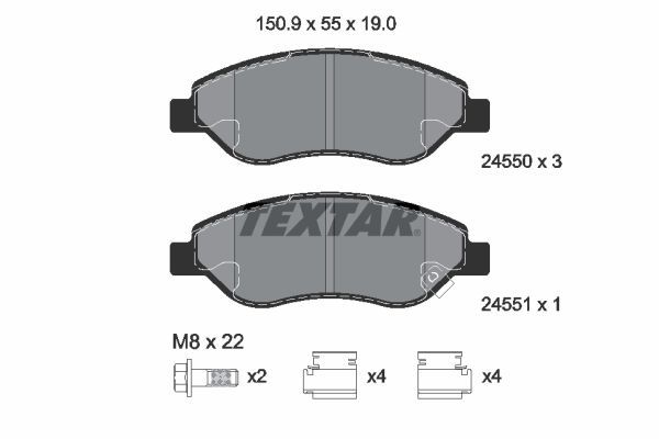 TEXTAR Комплект тормозных колодок, дисковый тормоз 2455001