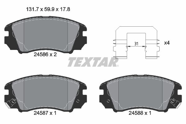 TEXTAR Комплект тормозных колодок, дисковый тормоз 2458601