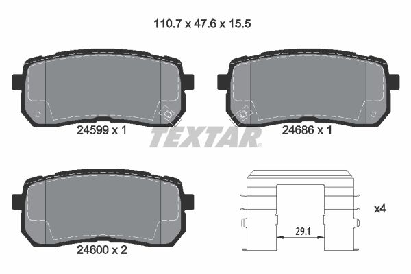 TEXTAR Комплект тормозных колодок, дисковый тормоз 2459901