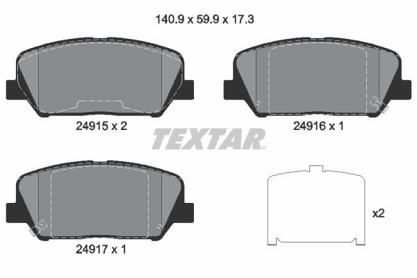 TEXTAR Комплект тормозных колодок, дисковый тормоз 2491501
