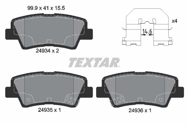 TEXTAR Комплект тормозных колодок, дисковый тормоз 2493401