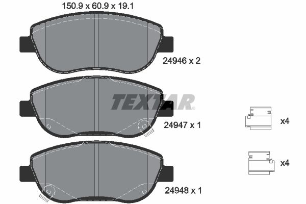 TEXTAR Комплект тормозных колодок, дисковый тормоз 2494601
