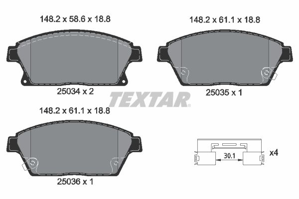 TEXTAR Комплект тормозных колодок, дисковый тормоз 2503401