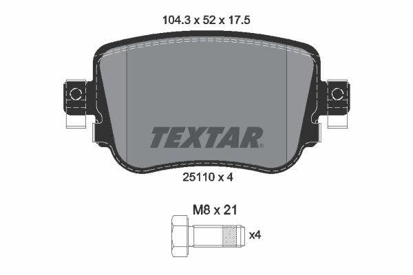 TEXTAR Комплект тормозных колодок, дисковый тормоз 2511001
