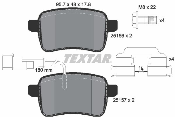 TEXTAR Комплект тормозных колодок, дисковый тормоз 2515601