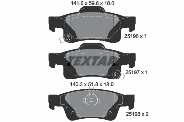 TEXTAR Комплект тормозных колодок, дисковый тормоз 2519601