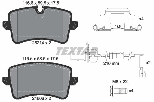 TEXTAR Комплект тормозных колодок, дисковый тормоз 2521402