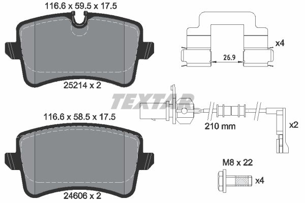 TEXTAR Комплект тормозных колодок, дисковый тормоз 2521403