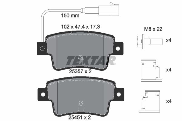 TEXTAR Комплект тормозных колодок, дисковый тормоз 2535701