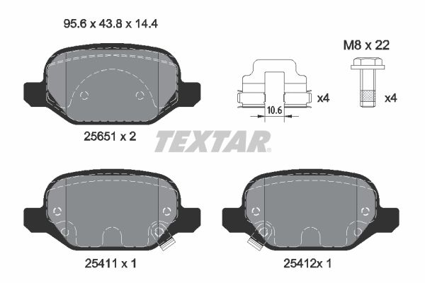 TEXTAR Комплект тормозных колодок, дисковый тормоз 2565101