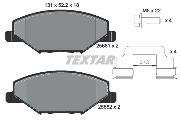 TEXTAR Комплект тормозных колодок, дисковый тормоз 2568101