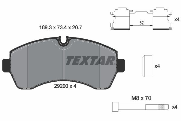 TEXTAR Комплект тормозных колодок, дисковый тормоз 2920002
